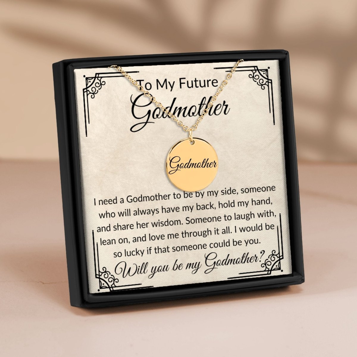 Godmother proposal Without back engraving / Silver Steel Upload Your Own Design Giftinum