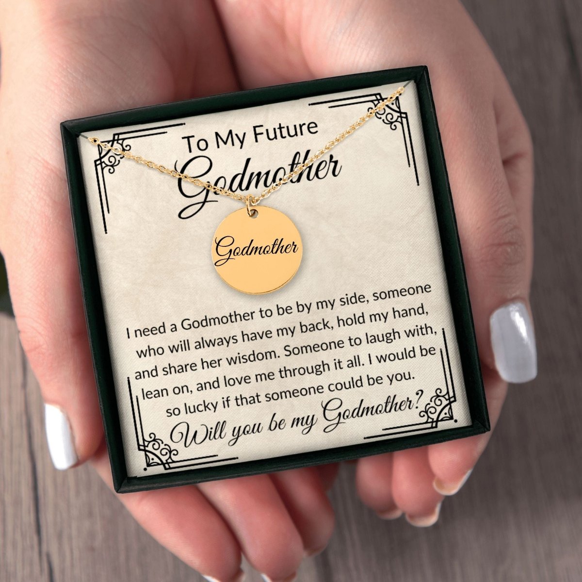 Godmother proposal Without back engraving / Silver Steel Upload Your Own Design Giftinum