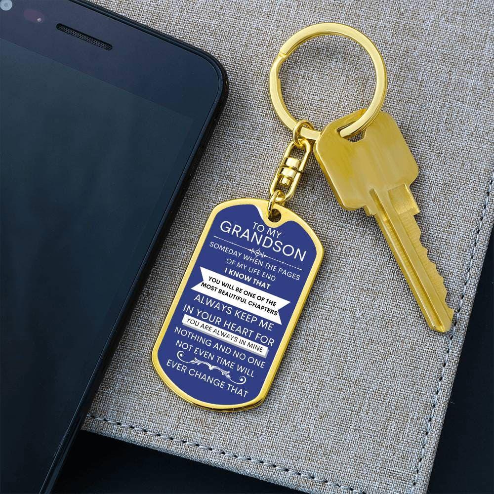 Grandson Keychain Dog Tag with Swivel Keychain (Steel) / No Jewelry Giftinum
