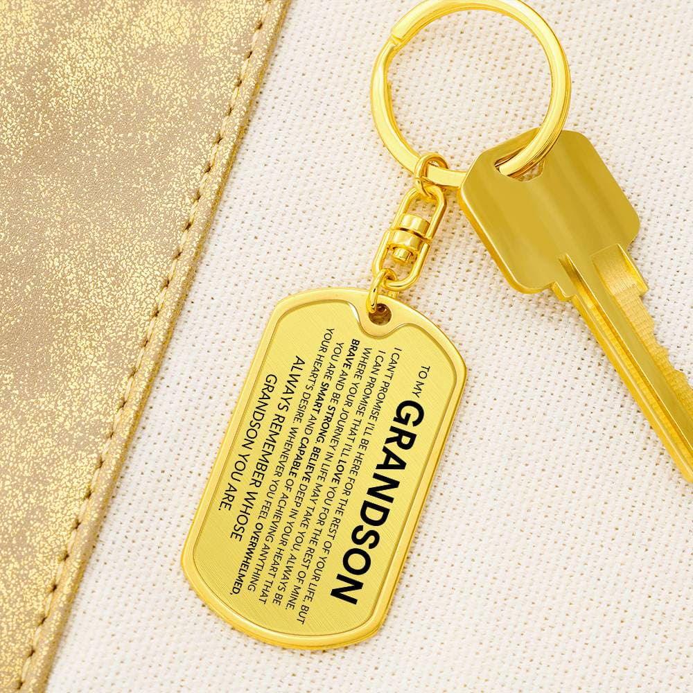 Grandson Keychain Dog Tag with Swivel Keychain (Steel) / No Jewelry Giftinum