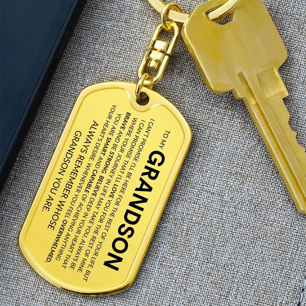 Grandson Keychain Dog Tag with Swivel Keychain (Steel) / No Jewelry Giftinum