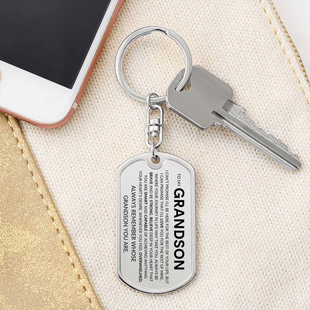 Grandson Keychain Dog Tag with Swivel Keychain (Steel) / No Jewelry Giftinum