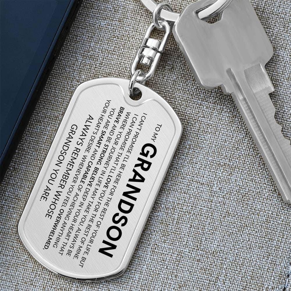 Grandson Keychain Dog Tag with Swivel Keychain (Steel) / No Jewelry Giftinum