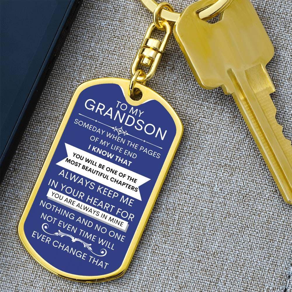 Grandson Keychain Dog Tag with Swivel Keychain (Steel) / No Jewelry Giftinum