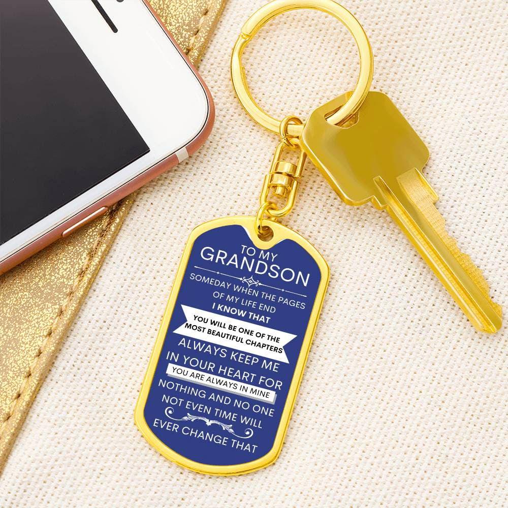 Grandson Keychain Dog Tag with Swivel Keychain (Steel) / No Jewelry Giftinum