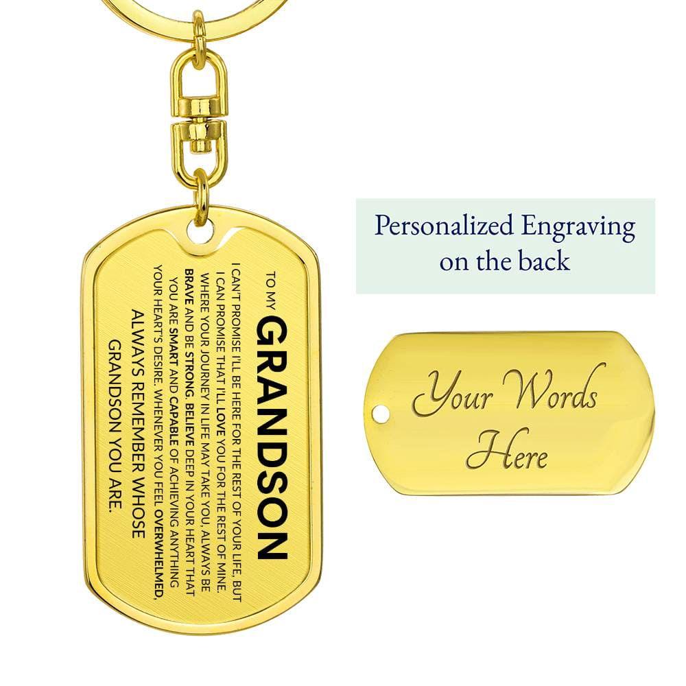 Grandson Keychain Dog Tag with Swivel Keychain (Gold) / Yes Jewelry Giftinum