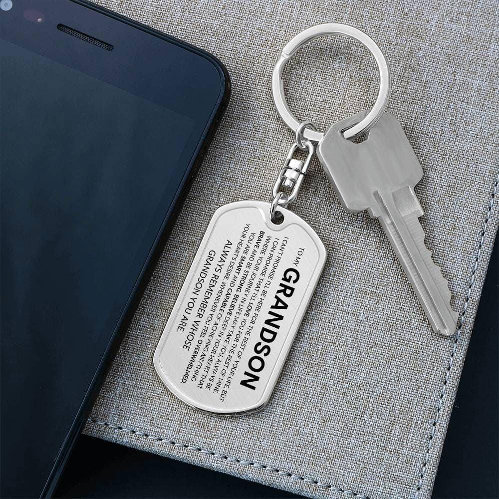 Grandson Keychain Dog Tag with Swivel Keychain (Steel) / No Jewelry Giftinum