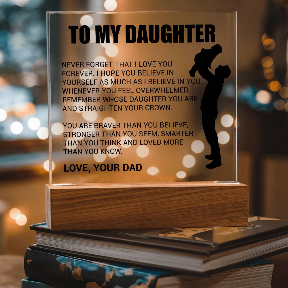 Heartfelt Acrylic Daughter Plaque | Cherish Every Moment LED Corded Base Acrylic Giftinum