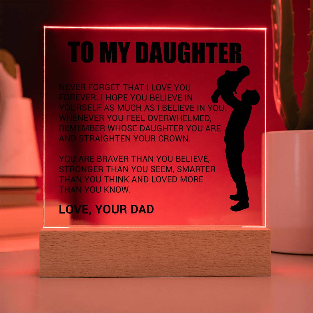 Heartfelt Acrylic Daughter Plaque | Cherish Every Moment LED Corded Base Acrylic Giftinum