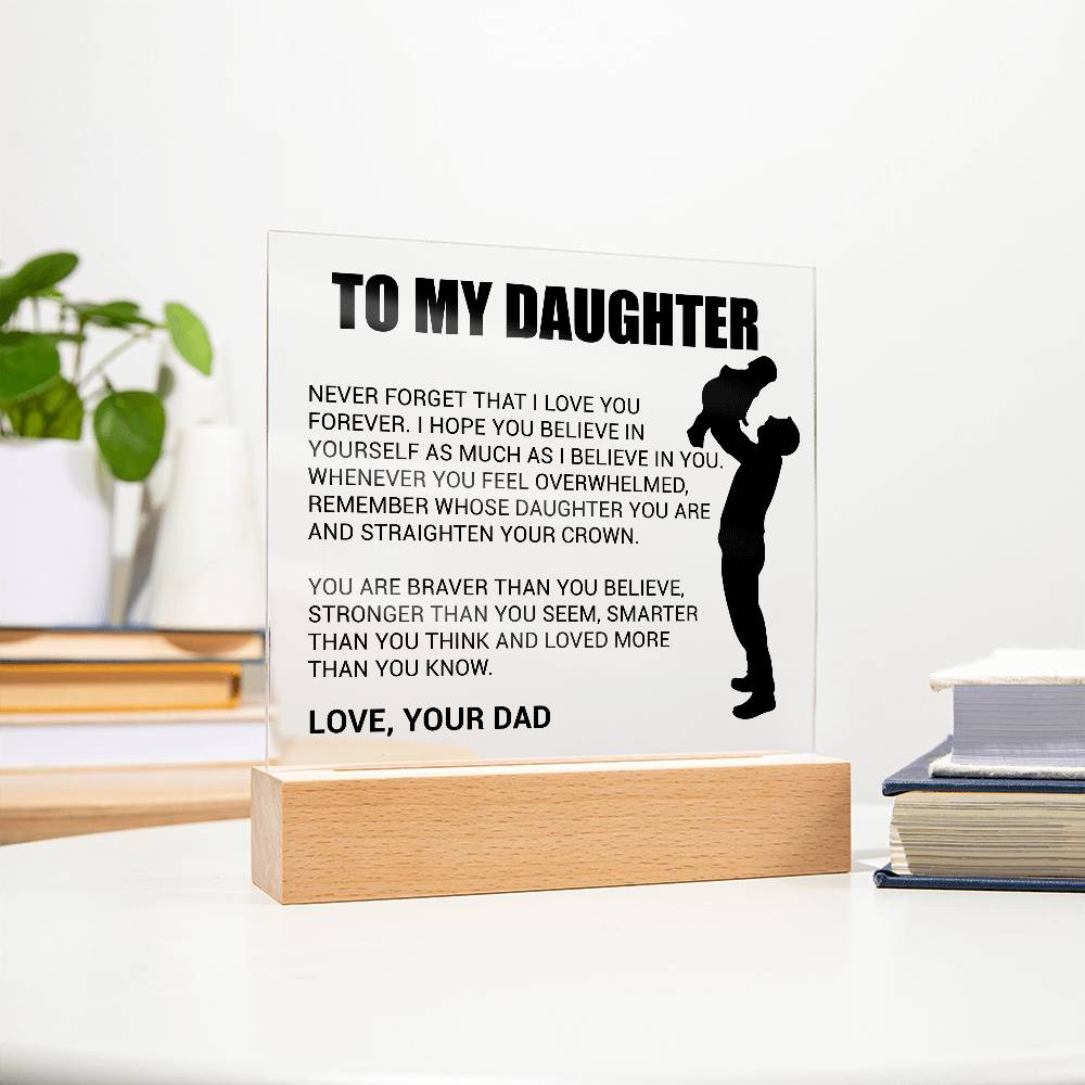 Heartfelt Acrylic Daughter Plaque | Cherish Every Moment LED Corded Base Acrylic Giftinum