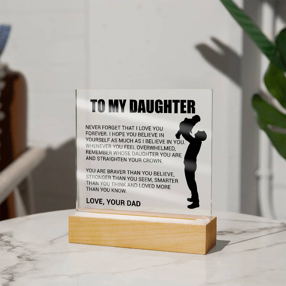 Heartfelt Acrylic Daughter Plaque | Cherish Every Moment LED Corded Base Acrylic Giftinum