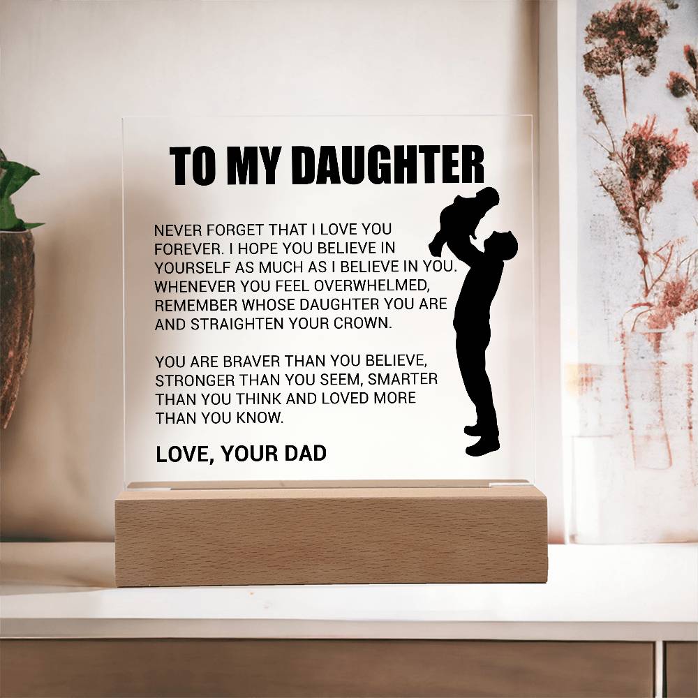 Heartfelt Acrylic Daughter Plaque | Cherish Every Moment LED Corded Base Acrylic Giftinum