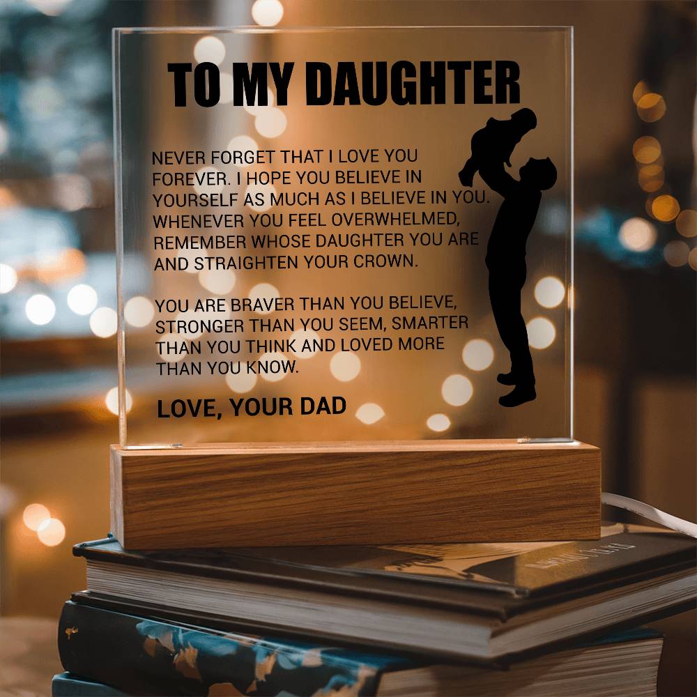 Heartfelt Acrylic Daughter Plaque | Cherish Every Moment LED Corded Base Acrylic Giftinum