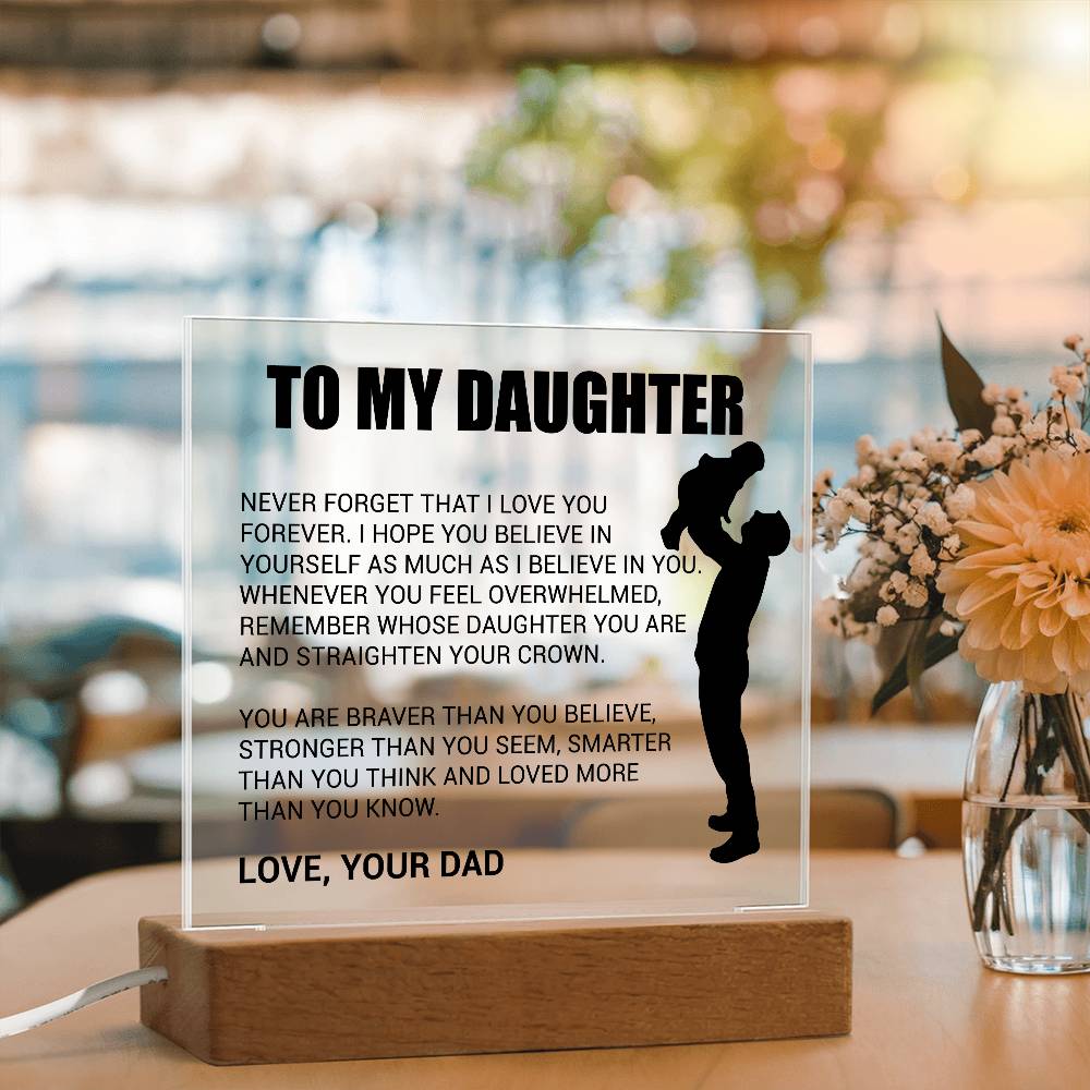 Heartfelt Acrylic Daughter Plaque | Cherish Every Moment LED Corded Base Acrylic Giftinum