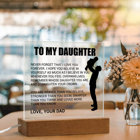 Heartfelt Acrylic Daughter Plaque | Cherish Every Moment LED Corded Base Acrylic Giftinum