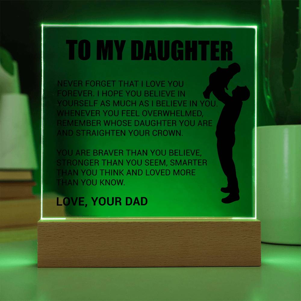 Heartfelt Acrylic Daughter Plaque | Cherish Every Moment Battery Powered LED Base Acrylic Giftinum