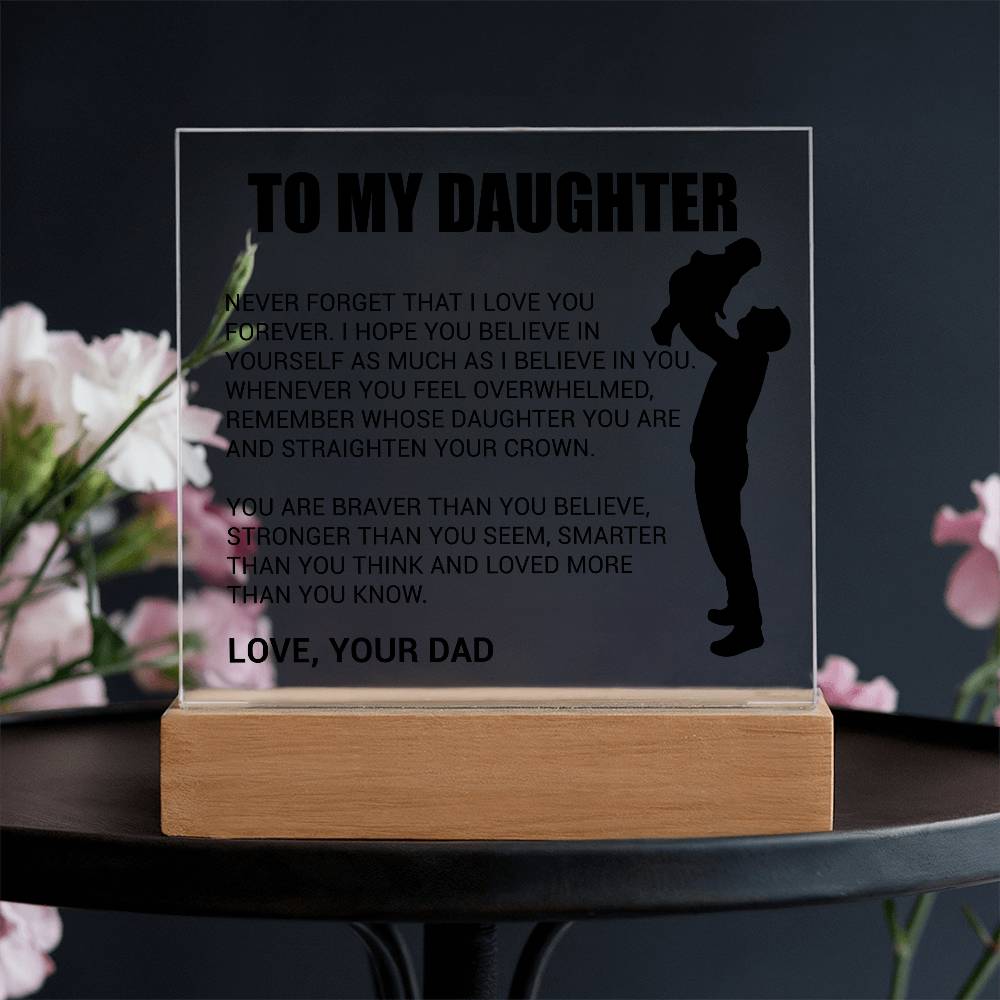 Heartfelt Acrylic Daughter Plaque | Cherish Every Moment LED Corded Base Acrylic Giftinum