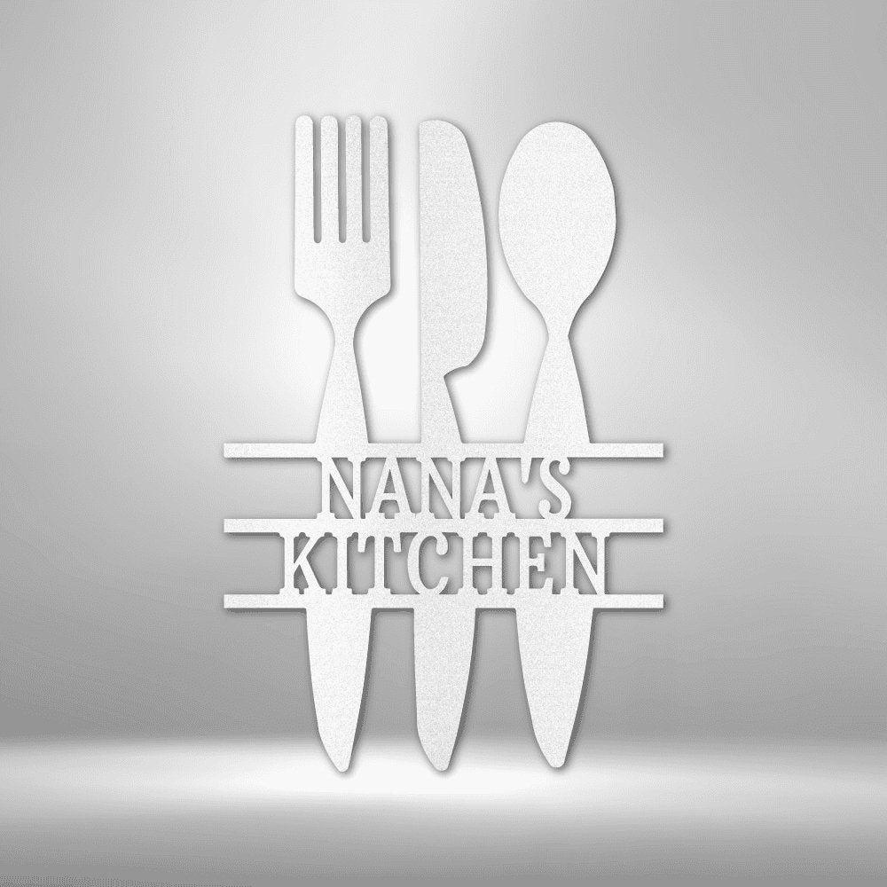 Kitchen Utensil Monogram - Steel Sign White / 12" Steel Sign Giftinum