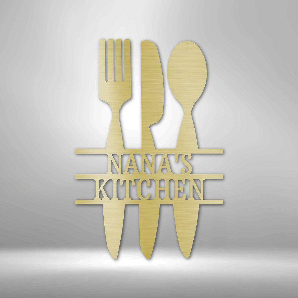 Kitchen Utensil Monogram - Steel Sign Gold / 12" Steel Sign Giftinum