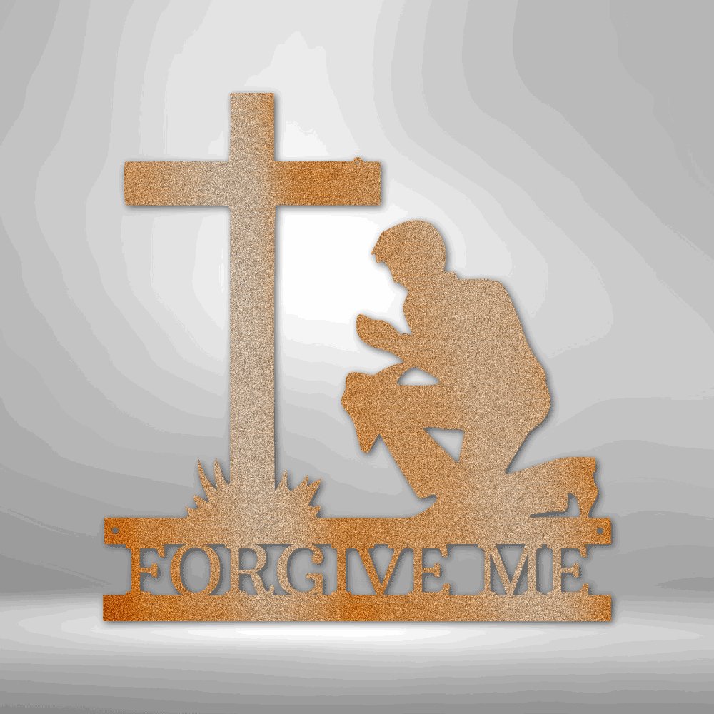 Kneeling Man Monogram - Steel Sign Copper / 12" Steel Sign Giftinum