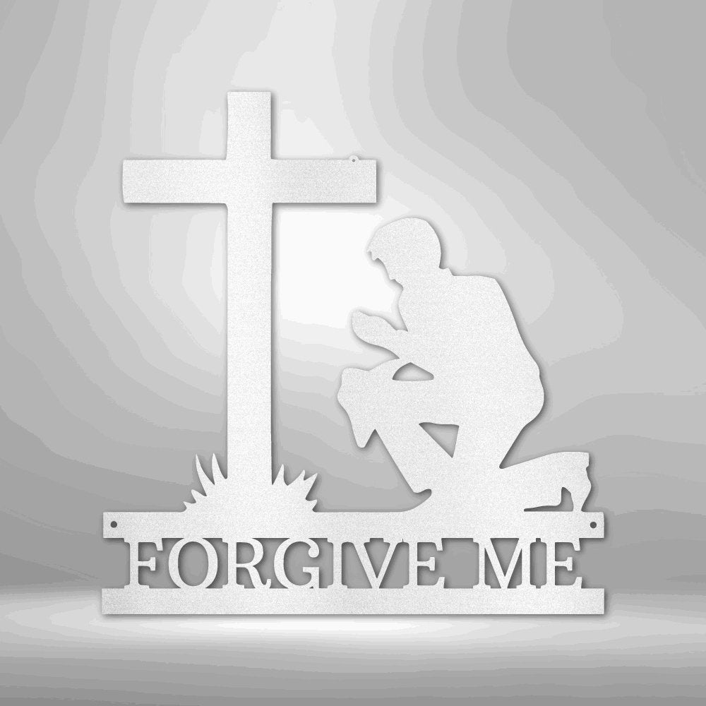 Kneeling Man Monogram - Steel Sign White / 12" Steel Sign Giftinum
