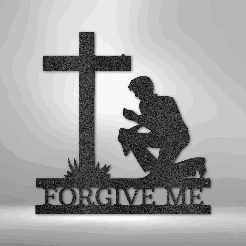Kneeling Man Monogram - Steel Sign Black / 12" Steel Sign Giftinum