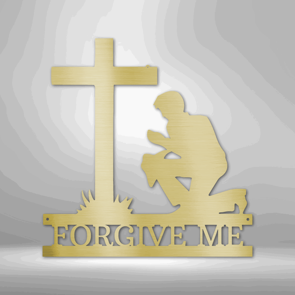 Kneeling Man Monogram - Steel Sign Gold / 12" Steel Sign Giftinum