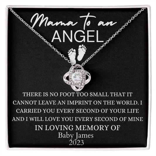 Mama to an angel - Love knot necklace 14K White Gold Finish / Two-Toned Box Jewelry Giftinum