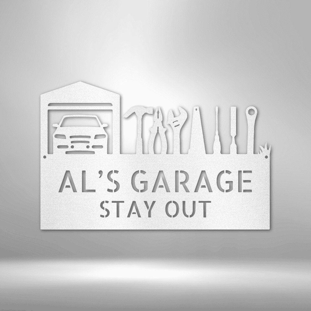 Master Of The Garage Monogram - Steel Sign White / 12" Steel Sign Giftinum