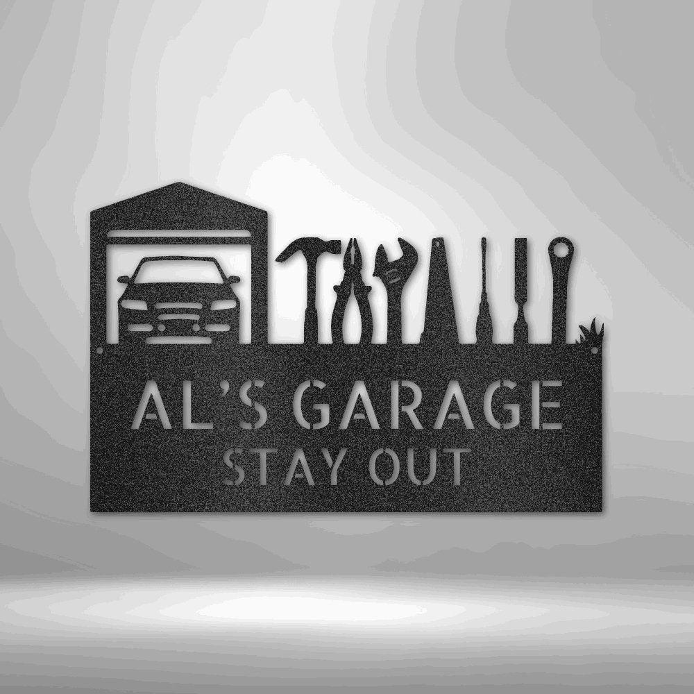 Master Of The Garage Monogram - Steel Sign Black / 12" Steel Sign Giftinum