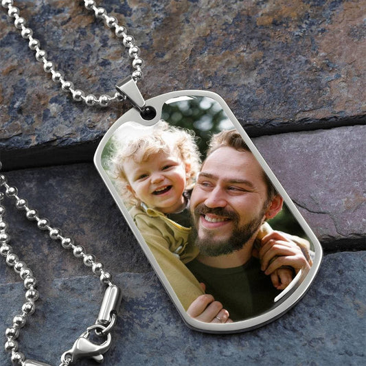 Memorial Dog Tag Necklace Military Chain (Silver) / No Jewelry Giftinum