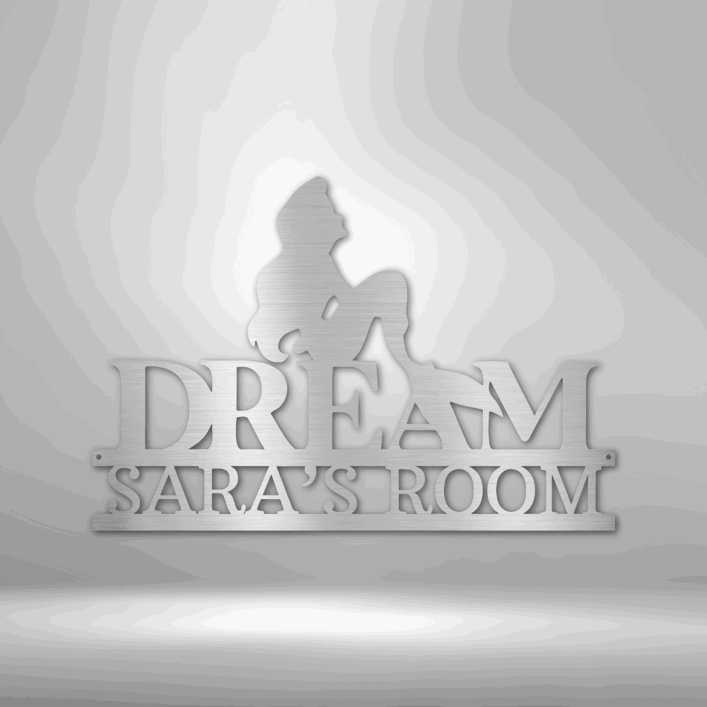 Mermaid Dreams Monogram - Steel Sign Silver / 12" Steel Sign Giftinum