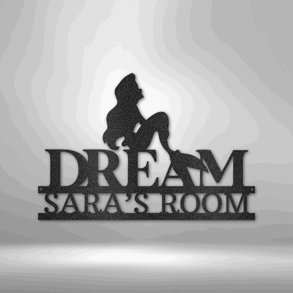 Mermaid Dreams Monogram - Steel Sign Black / 12" Steel Sign Giftinum