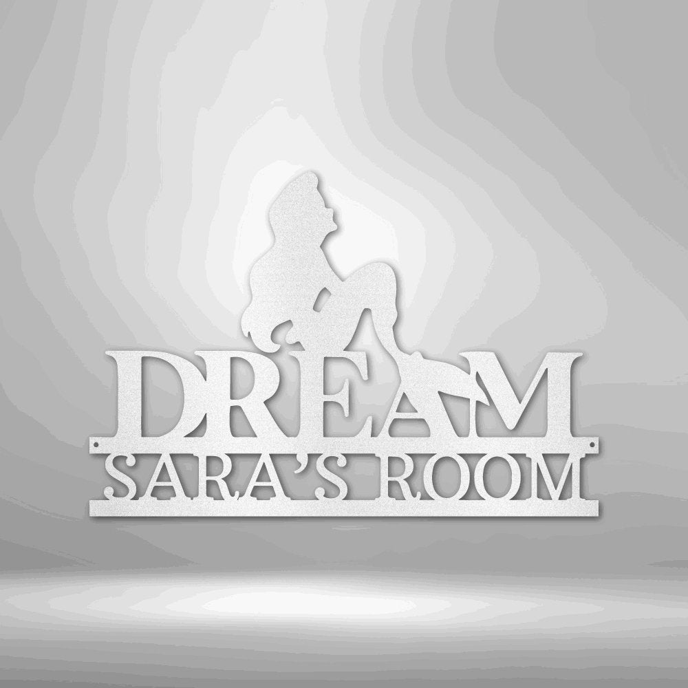 Mermaid Dreams Monogram - Steel Sign Black / 12" Steel Sign Giftinum