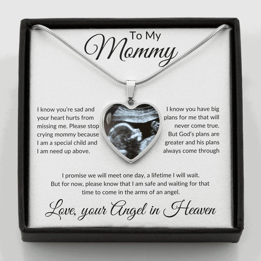 Message to Mommy from Angel Baby Ultrasound photo upload Luxury Necklace (.316 Surgical Steel) / No Jewelry Giftinum