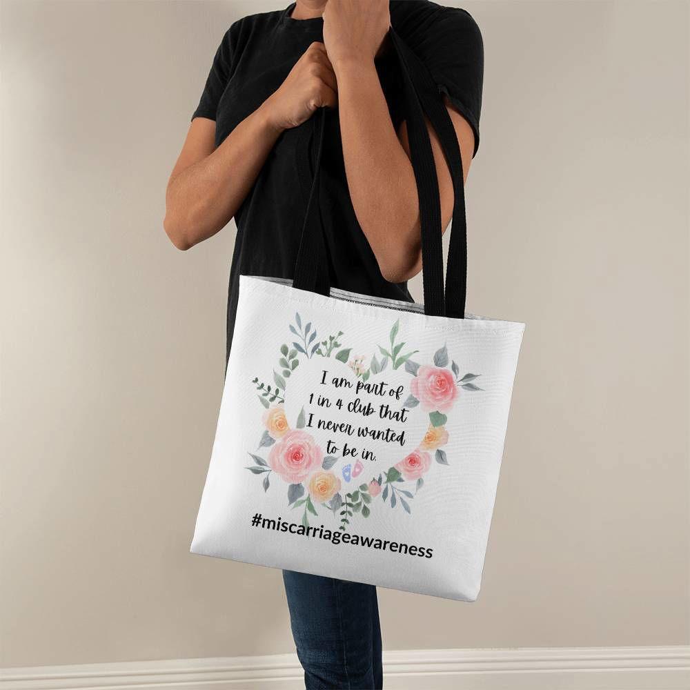 Miscarriage awareness tote bag 13" x 13" / Black Jewelry Giftinum