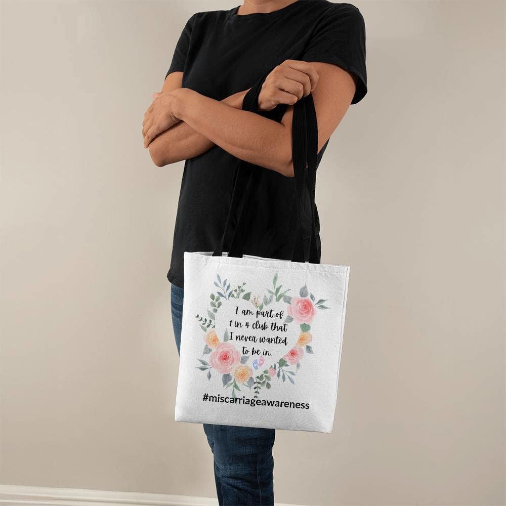Miscarriage awareness tote bag 13" x 13" / Black Jewelry Giftinum