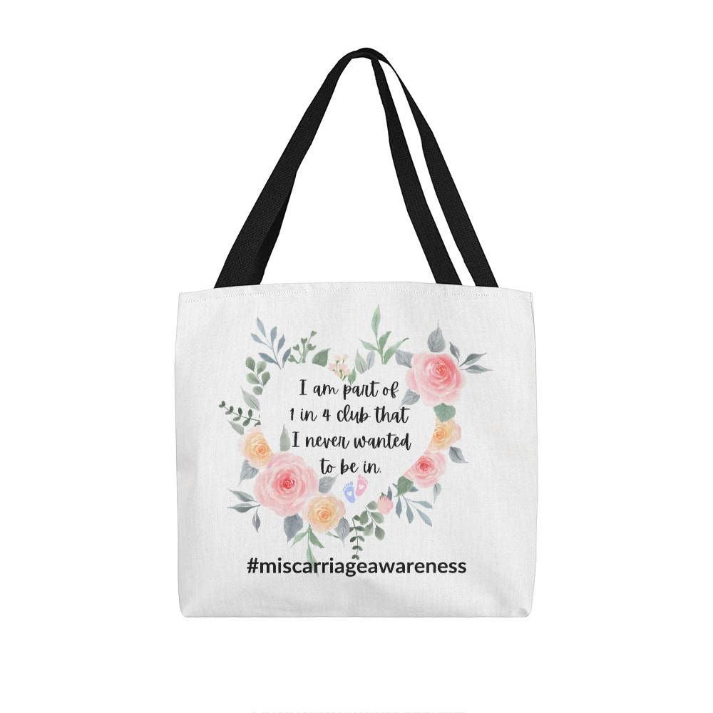 Miscarriage awareness tote bag 16" x 16" / Black Jewelry Giftinum