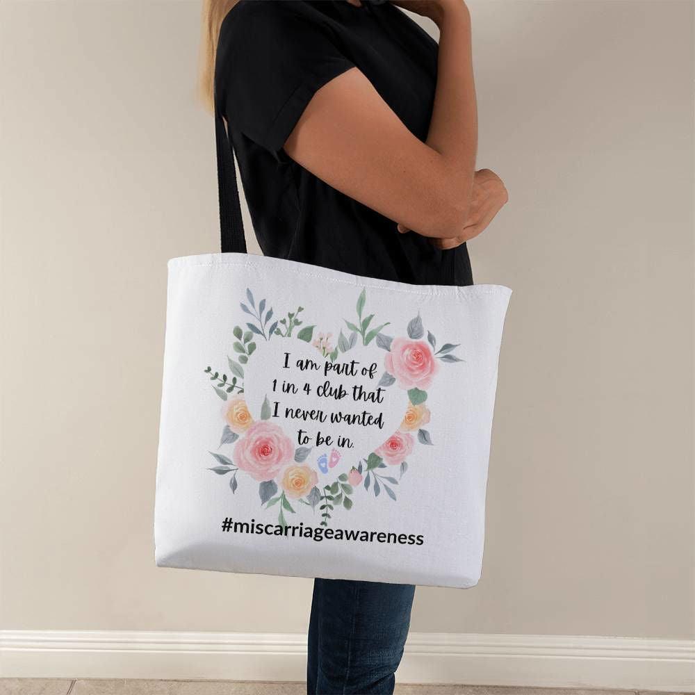 Miscarriage awareness tote bag 18" x 18" / Black Jewelry Giftinum