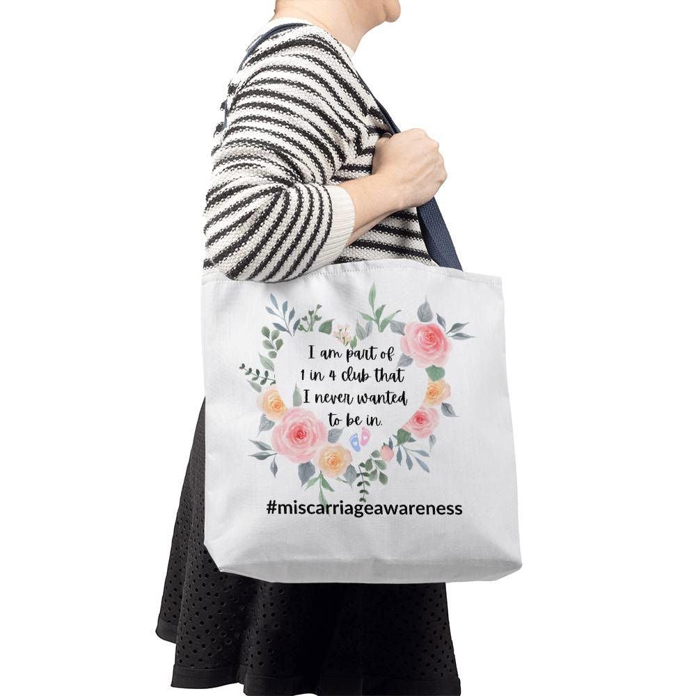 Miscarriage awareness tote bag 16" x 16" / Navy Jewelry Giftinum