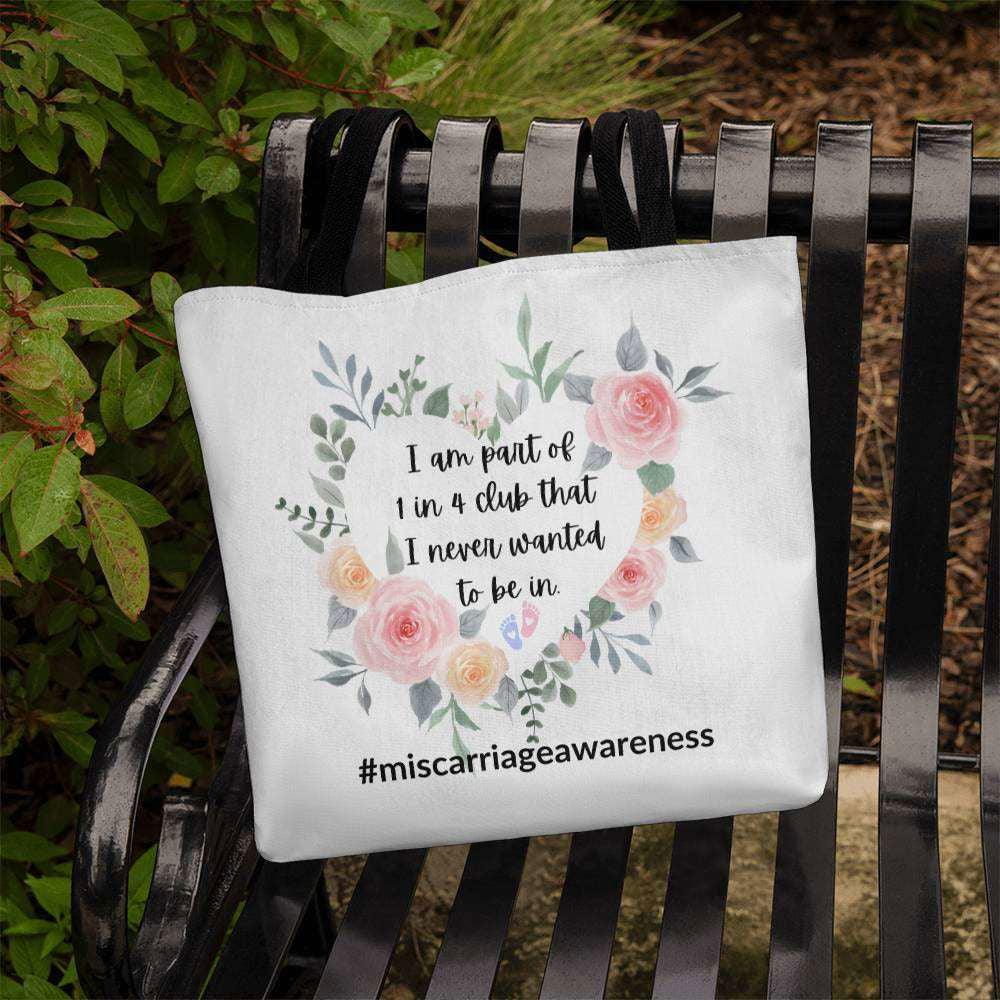 Miscarriage awareness tote bag 13" x 13" / Black Jewelry Giftinum
