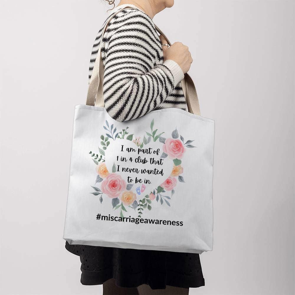 Miscarriage awareness tote bag 16" x 16" / Natural Jewelry Giftinum