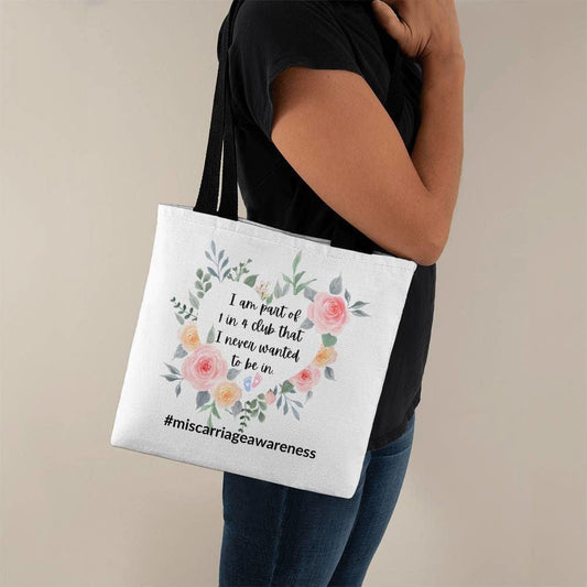 Miscarriage awareness tote bag 13" x 13" / Black Jewelry Giftinum