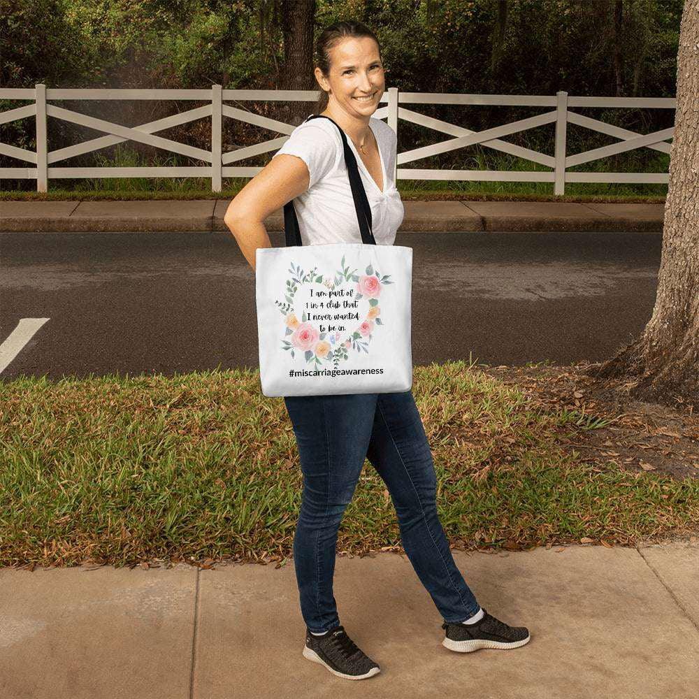 Miscarriage awareness tote bag 13" x 13" / Black Jewelry Giftinum