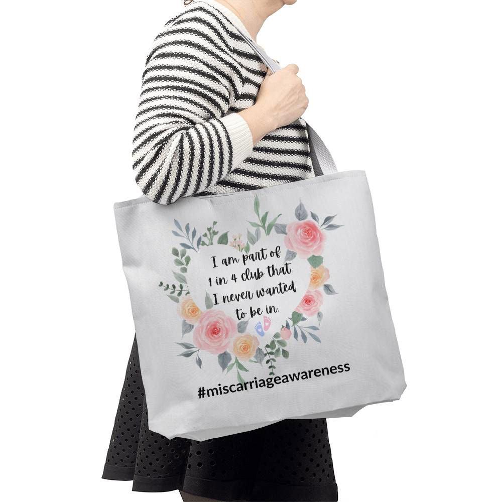 Miscarriage awareness tote bag 16" x 16" / White Jewelry Giftinum