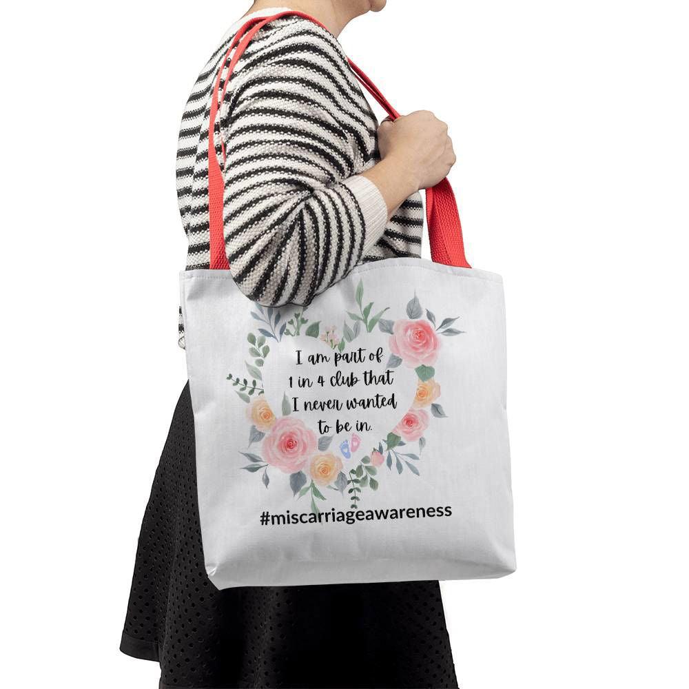 Miscarriage awareness tote bag 16" x 16" / Red Jewelry Giftinum