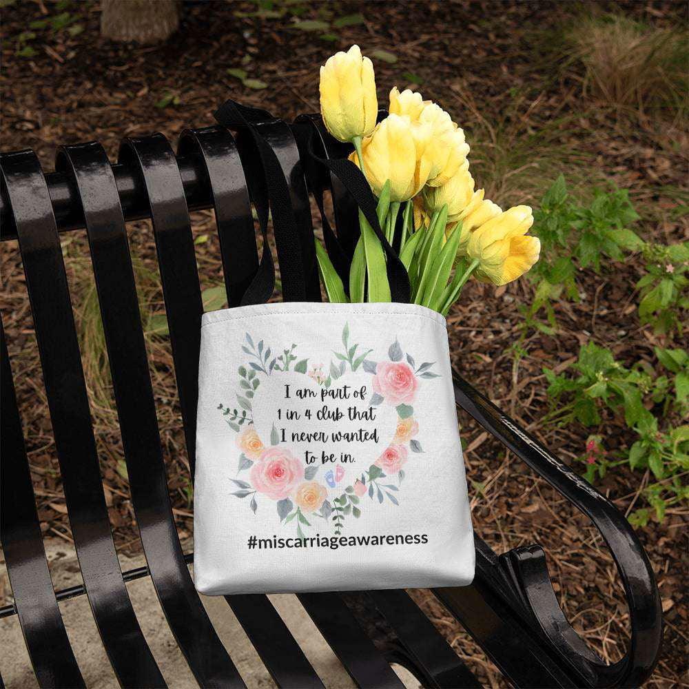 Miscarriage awareness tote bag 13" x 13" / Black Jewelry Giftinum