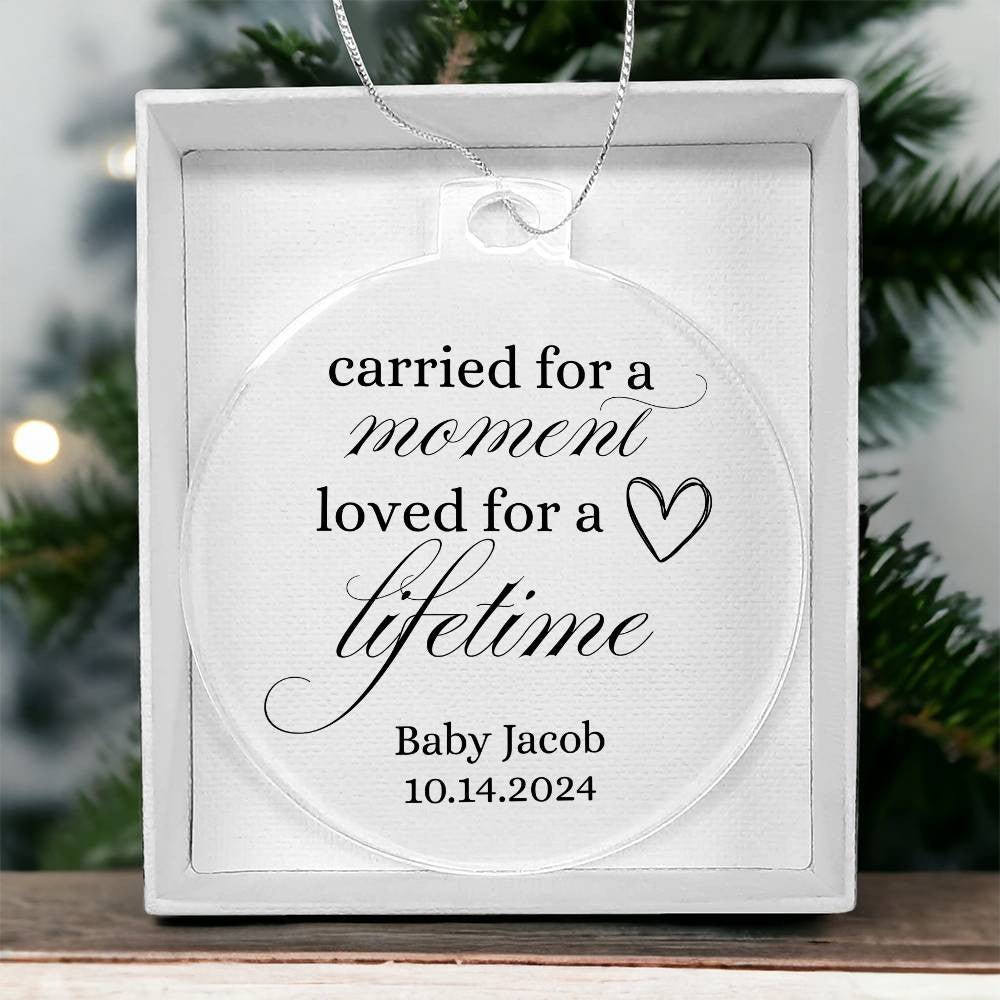 Miscarriage Ornament, Baby Remembrance, infant Loss, Baby Memorial, Sympathy Gift, Carried for a Moment ornament, Personalized Keepsake gift Default Title Giftinum
