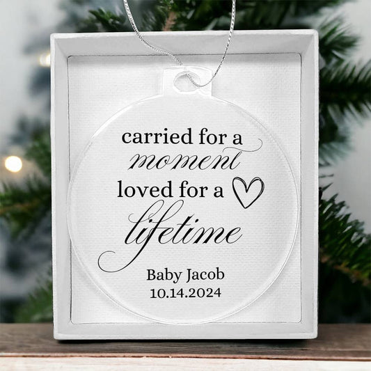 Miscarriage Ornament, Baby Remembrance, infant Loss, Baby Memorial, Sympathy Gift, Carried for a Moment ornament, Personalized Keepsake gift Default Title Giftinum