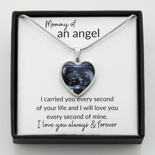 Mommy of an angel photo upload Heart Necklace Luxury Necklace (.316 Surgical Steel) / No Jewelry Giftinum